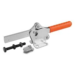 K0076 Kipp Toggle clamps horizontal with flat foot and full holding arm