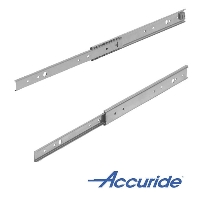Norelem 21334-50 Telescopic slides, stainless steel for side mounting, partial extension, load capacity up to 65 kg
