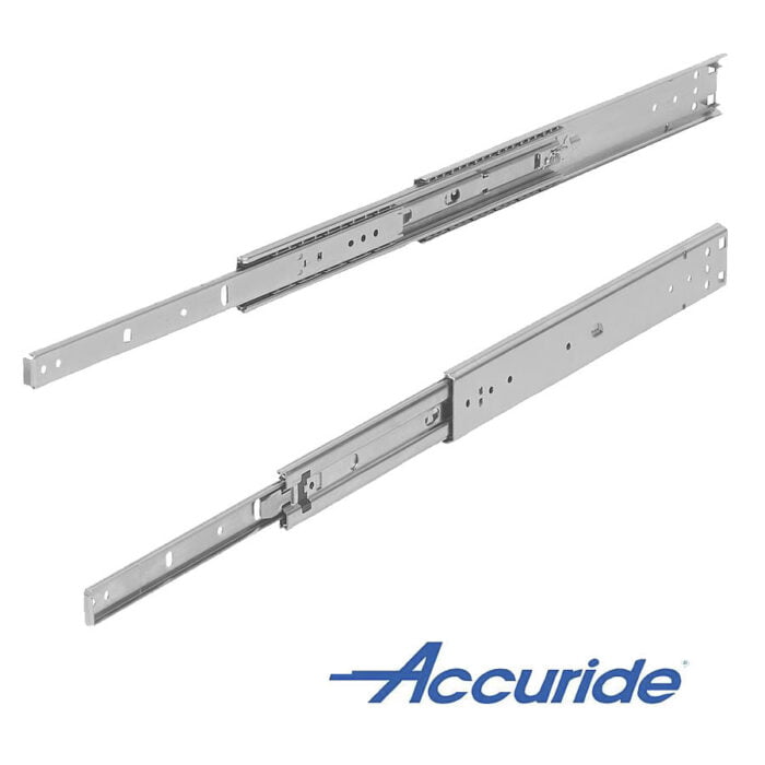 Norelem 21334-55 Telescopic slides, steel for side mounting, over-extension, load capacity up to 68 kg