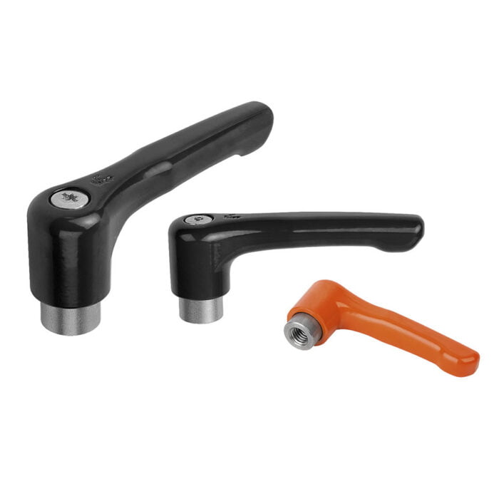 Norelem 06449 Clamping levers, flat, internal thread, steel parts stainless steel