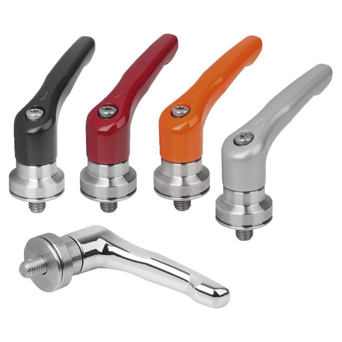 K1626 Kipp Zinc clamping lever with male thread and clamping force intensifier