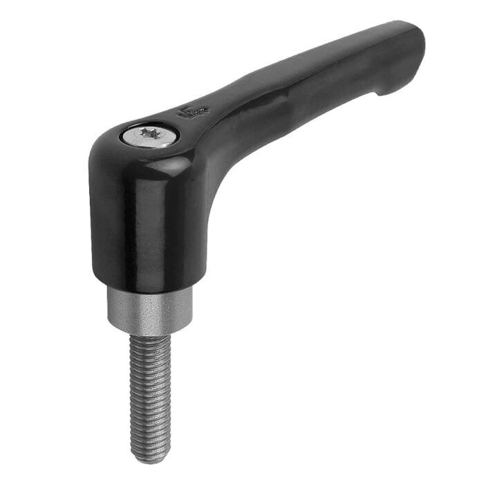 K0738 Kipp Clamping levers, flat, external thread, steel parts stainless steel