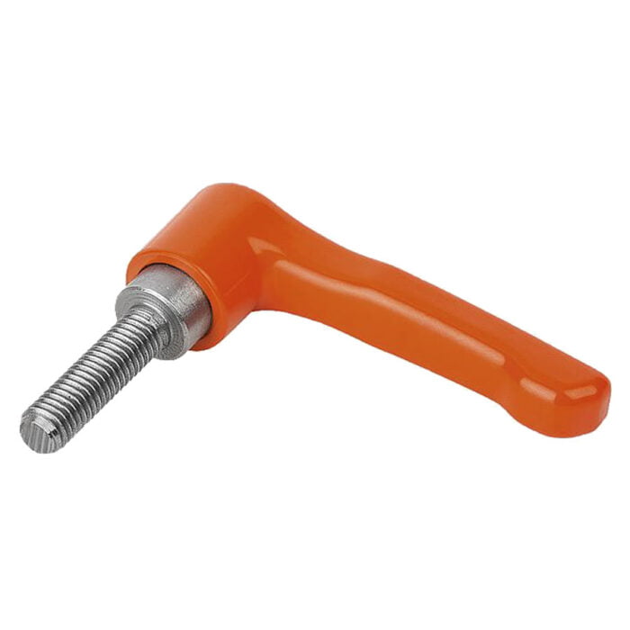 K0738 Kipp Clamping levers, flat, external thread, steel parts stainless steel