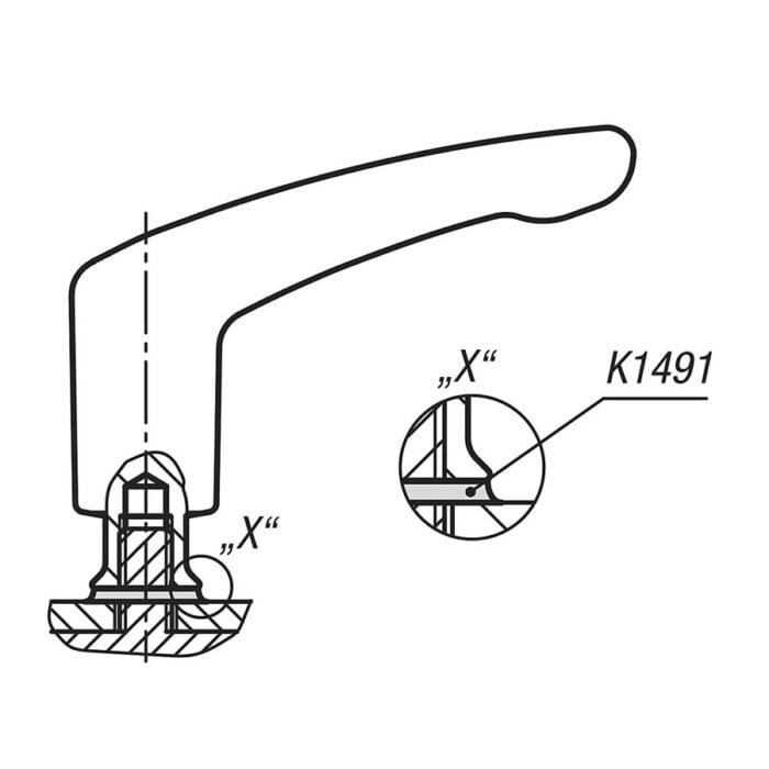 K1316 Kipp Clamping levers with internal thread and collar for Hygienic USIT® Freudenberg Process Seals sealing and shim washer