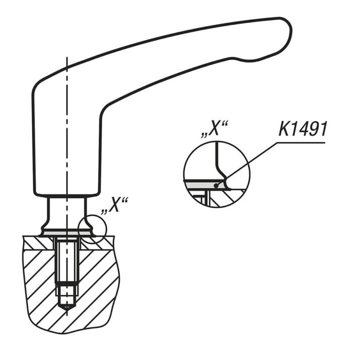 K1317 Kipp Clamping levers with external thread and collar for Hygienic USIT® Freudenberg Process Seals sealing and shim washer