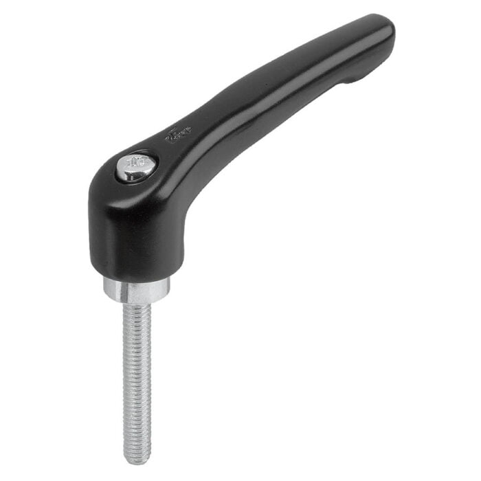 K1659 Kipp Clamping levers, zinc with external thread, steel parts trivalent blue passivated