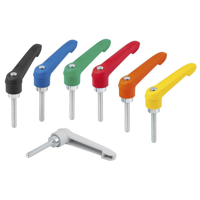 K1660 Kipp Clamping levers, plastic with external thread, steel parts trivalent blue passivated