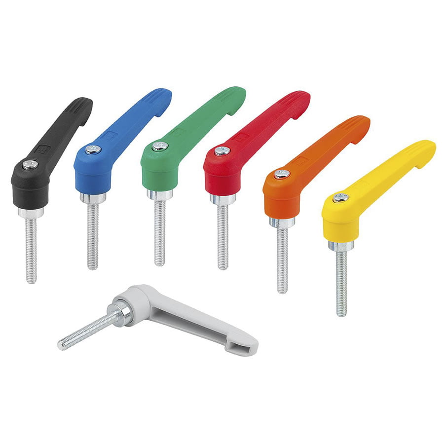 K Kipp Clamping Levers Plastic With External Thread Steel Parts Trivalent Blue Passivated