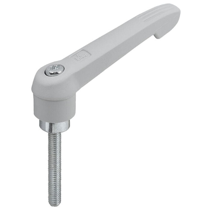 K1660 Kipp Clamping levers, plastic with external thread, steel parts trivalent blue passivated white