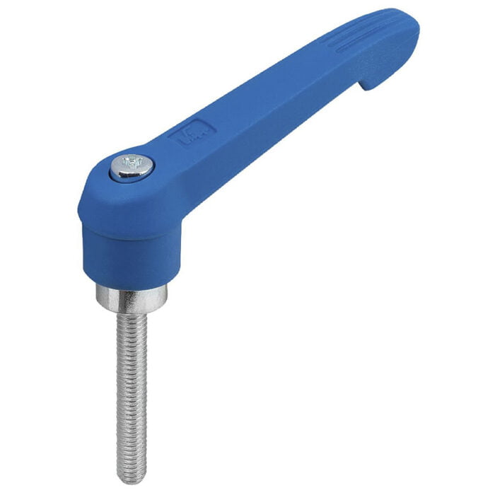 K1660 Kipp Clamping levers, plastic with external thread, steel parts trivalent blue passivated blue