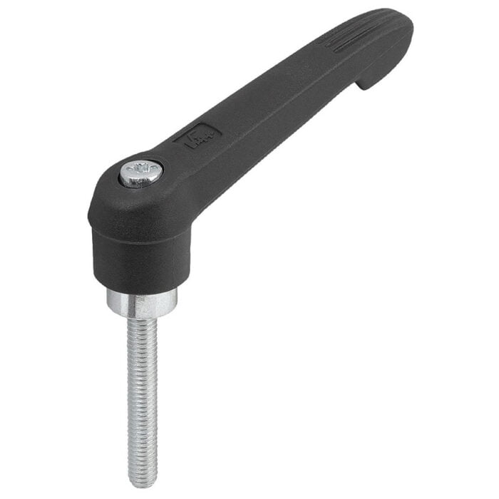 K1660 Kipp Clamping levers, plastic with external thread, steel parts trivalent blue passivated black