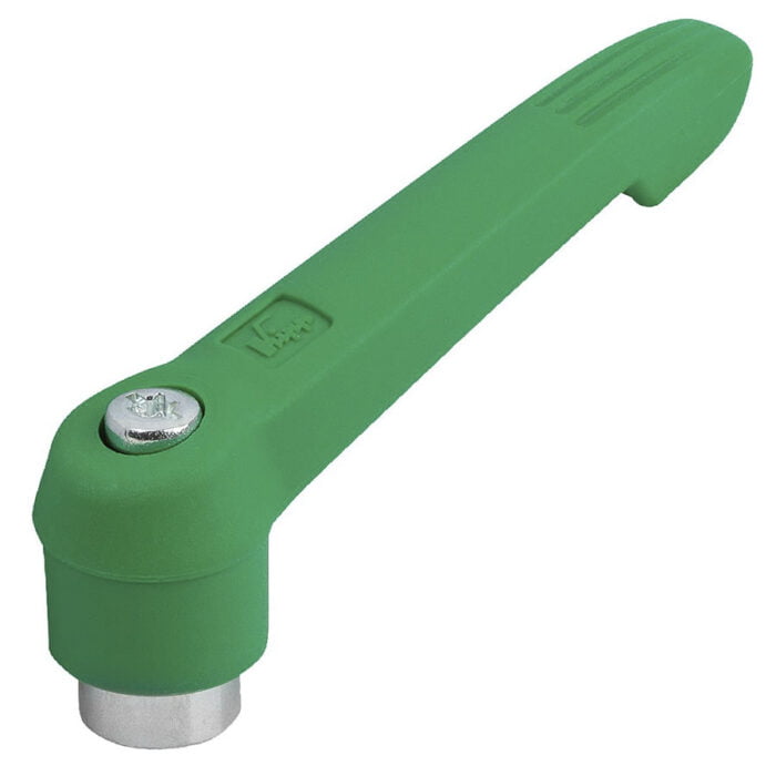 K1660 Kipp Clamping levers, plastic with internal thread, steel parts trivalent blue passivated green