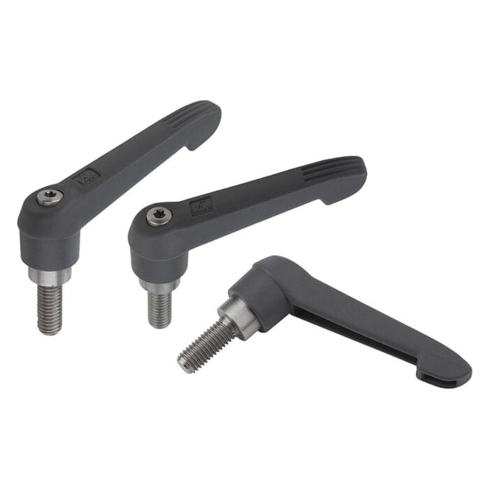 K0270 Kipp Clamping levers antibacterial, external thread, plastic grip, metal parts stainless steel