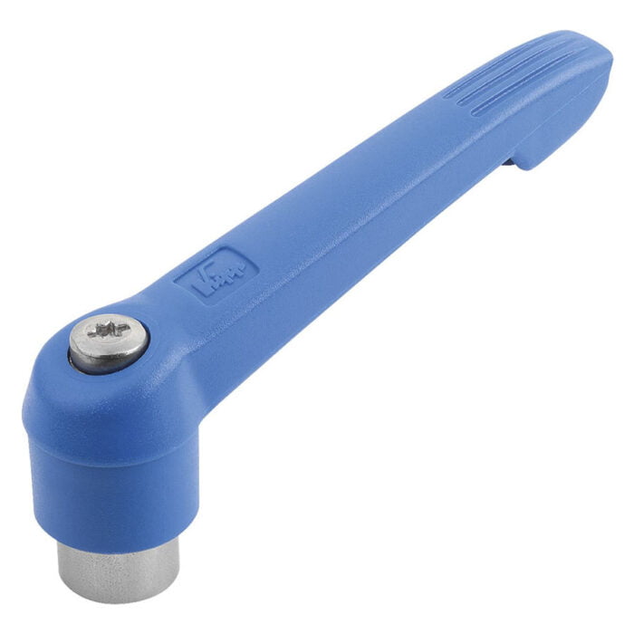 K0270 Kipp Clamping levers with plastic handle, internal thread, steel parts stainless steel blue