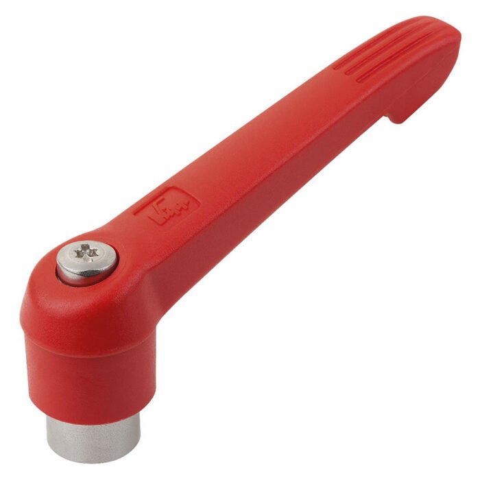 K0270 Kipp Clamping levers with plastic handle, internal thread, steel parts stainless steel red