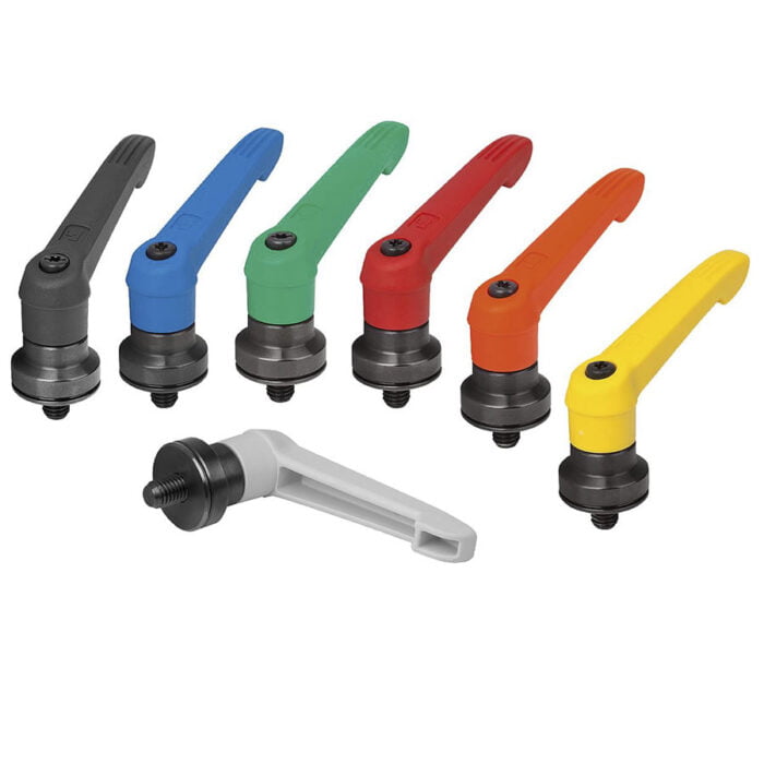 K1597 Kipp Plastic clamping lever with male thread and clamping force intensifier