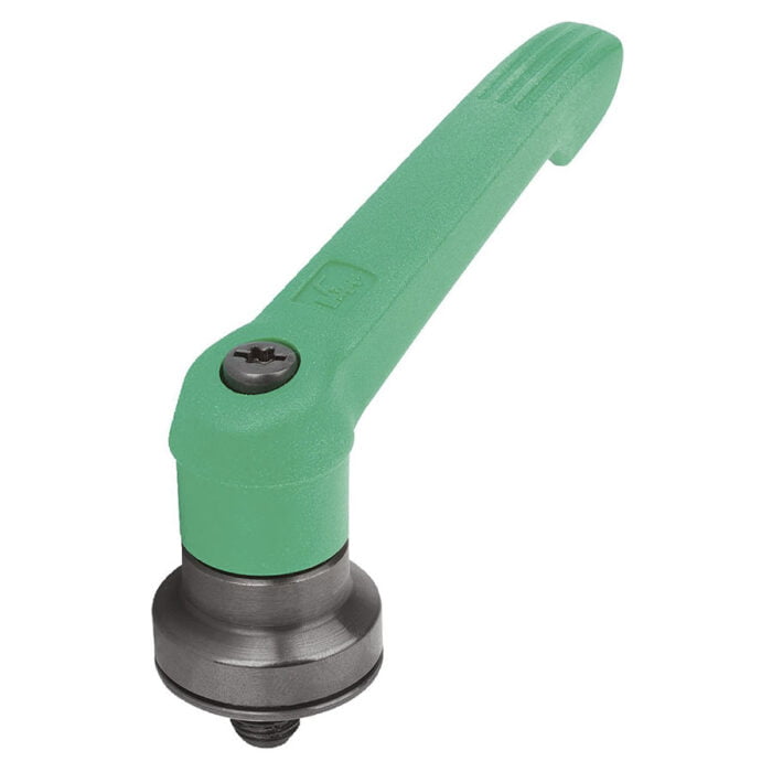 K1597 Kipp Plastic clamping lever with male thread and clamping force intensifier green