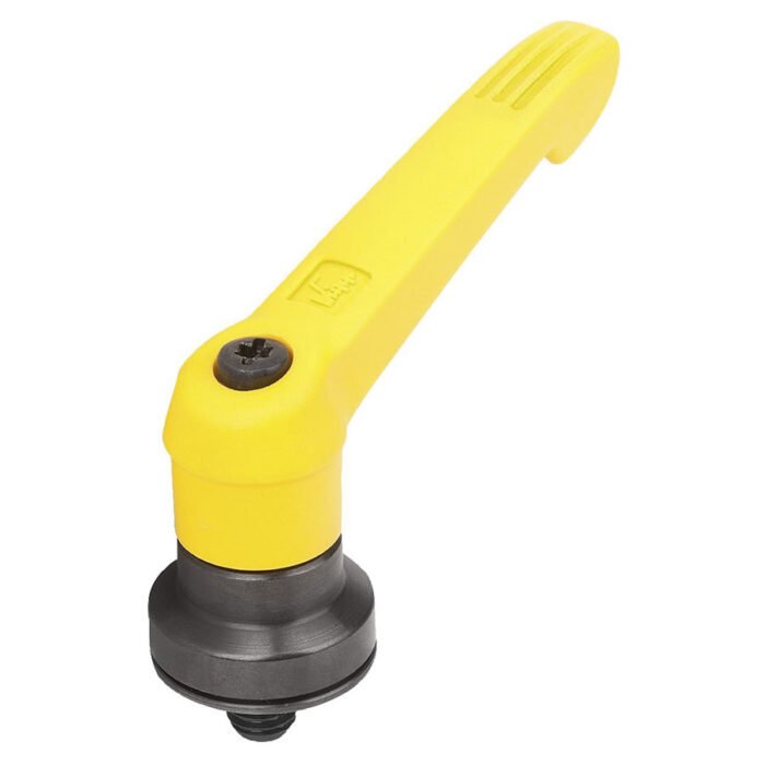 K1597 Kipp Plastic clamping lever with male thread and clamping force intensifier yellow