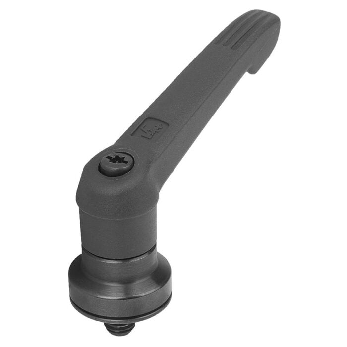 K1597 Kipp Plastic clamping lever with male thread and clamping force intensifier black