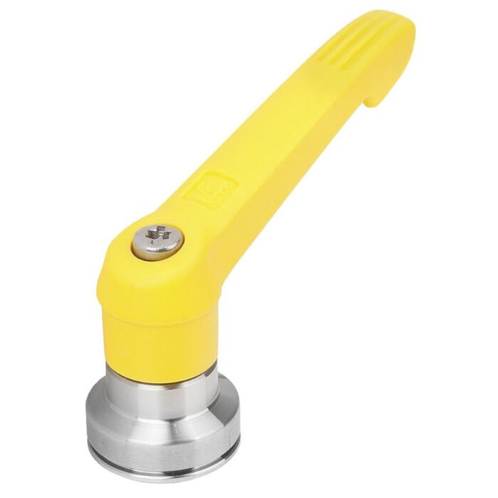 K1598 Kipp plastic clamping lever with female thread and clamping force intensifier yellow