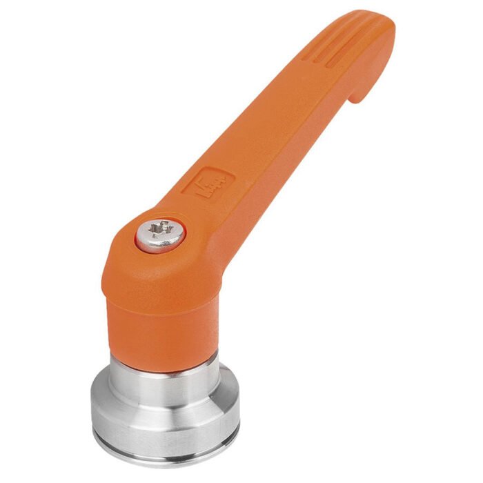 K1598 Kipp plastic clamping lever with female thread and clamping force intensifier orange