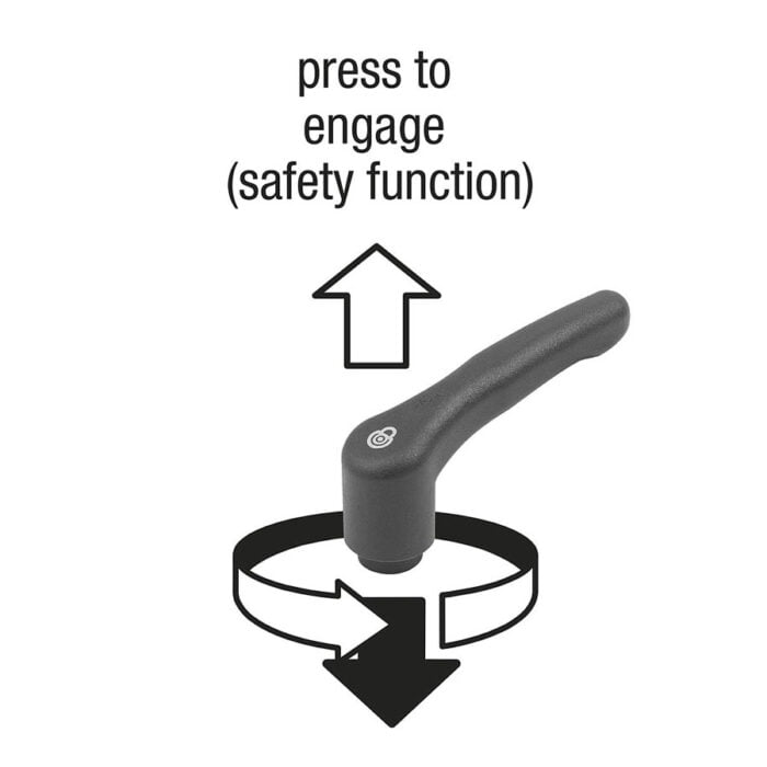 Kipp Clamping lever with safety function - press to engage