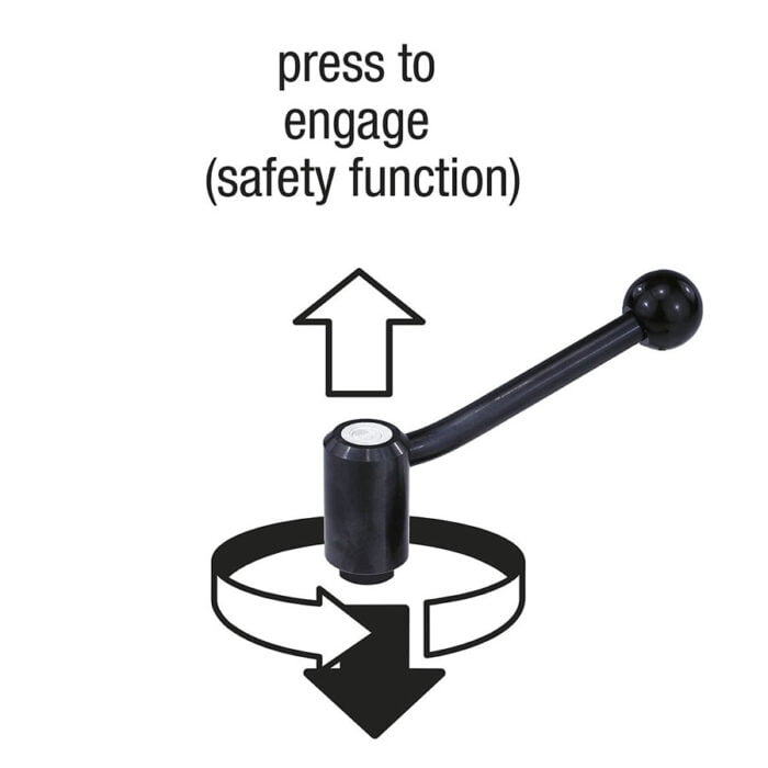 Kipp tension levers, press to engage