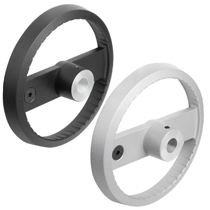 K1523_A Kipp 2-spoke handwheels, aluminium, without grip, Form A with reamed hole and transverse bore