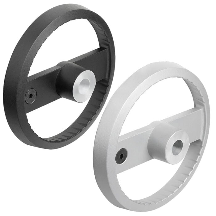 K1523_E Kipp 2-spoke handwheels, aluminium, without grip, Form E with reamed hole