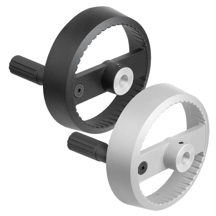 K1525_A Kipp 2-spoke handwheels, aluminium, with fold-down cylinder grip, Form A with reamed hole and transverse bore