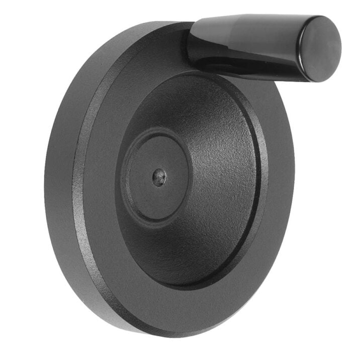 K0161_MFG Kipp Handwheels disc, aluminium black, with fixed cylinder grip