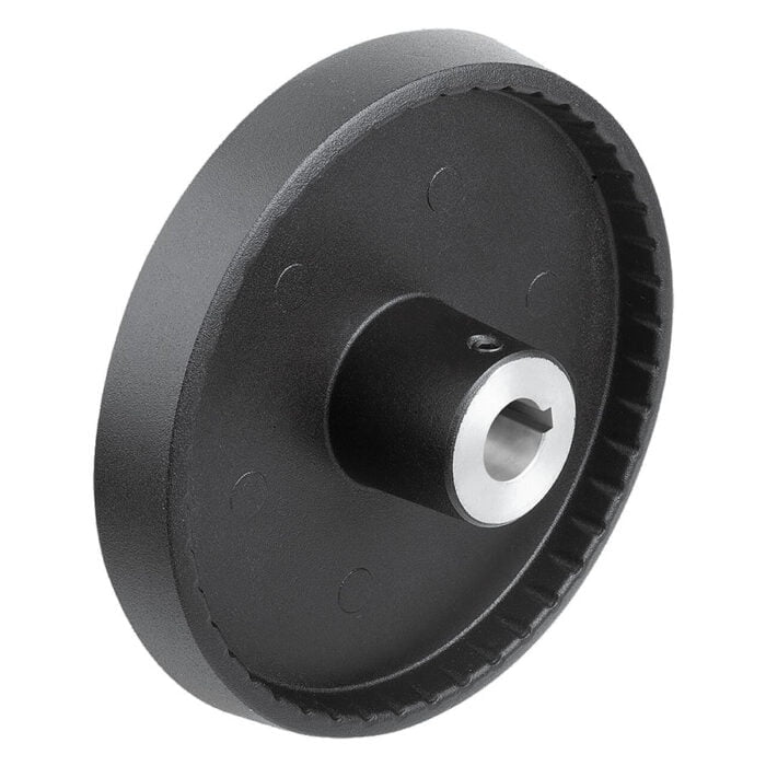 K1520_B Kipp Disc handwheels, aluminium, without grip, Form B with reamed hole, keyway and transverse bore