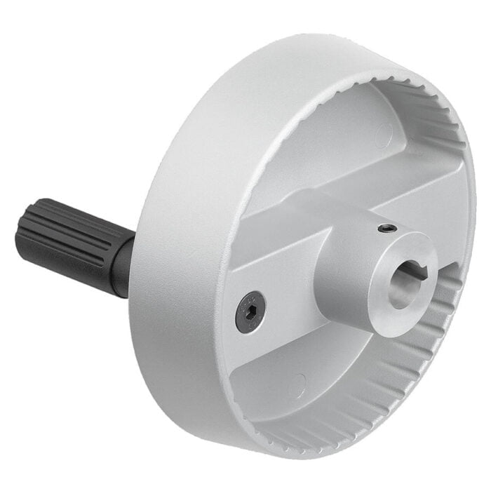 K1522_B Kipp Disc handwheels, aluminium with fold-down cylindrical grip, Form B with reamed hole, keyway and transverse bore