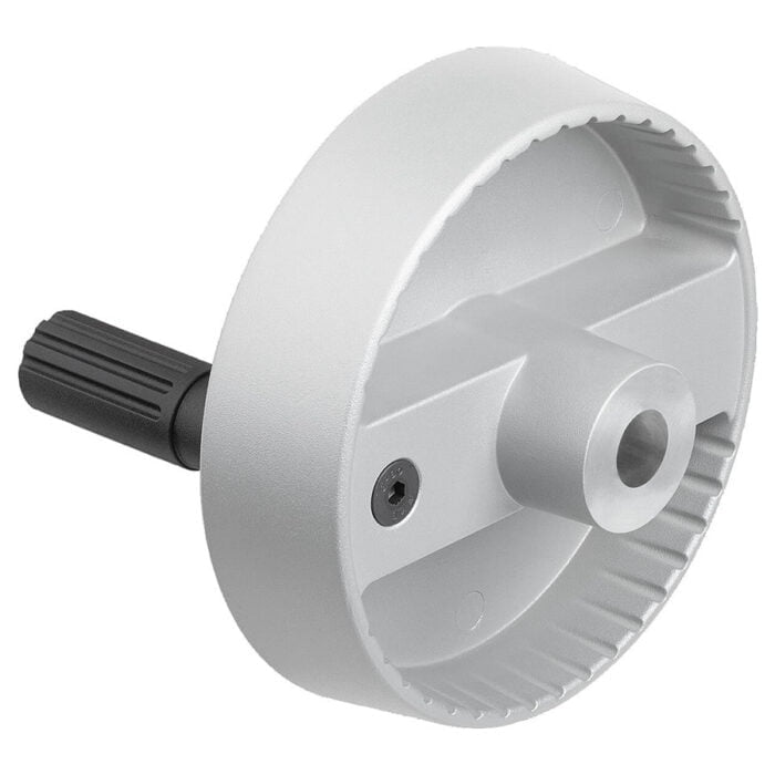 K1522_E Kipp Disc handwheels, aluminium with fold-down cylindrical grip, Form E with reamed hole