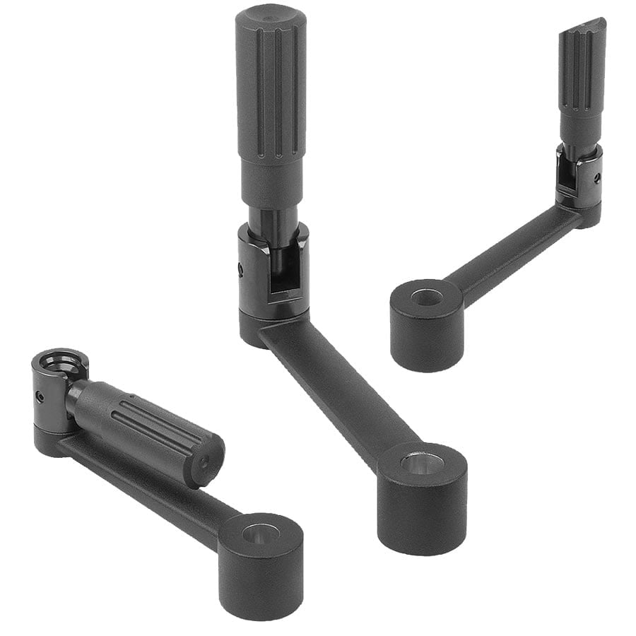 K0997 Kipp crank handles aluminium with fold-away grip - Maxiloc