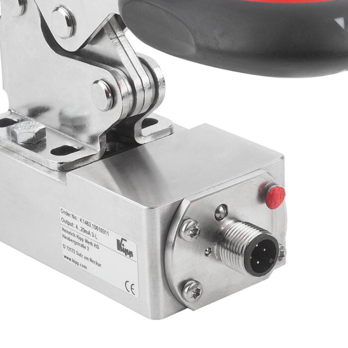 K1463 Kipp toggle clamps, horizontal, stainless steel with safety interlock and force sensor